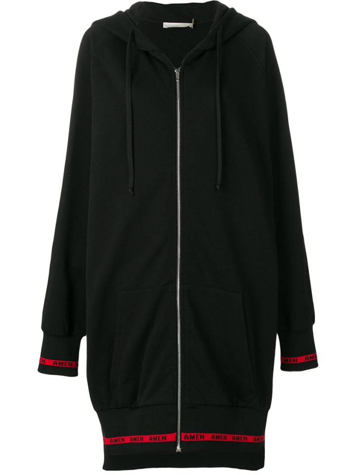 Amen Logo Hooded Long Sweatshirt - Black