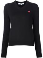 Comme Des Garçons Play Mini Heart V-neck Jumper, Women's, Size: Xs, Black, Cotton