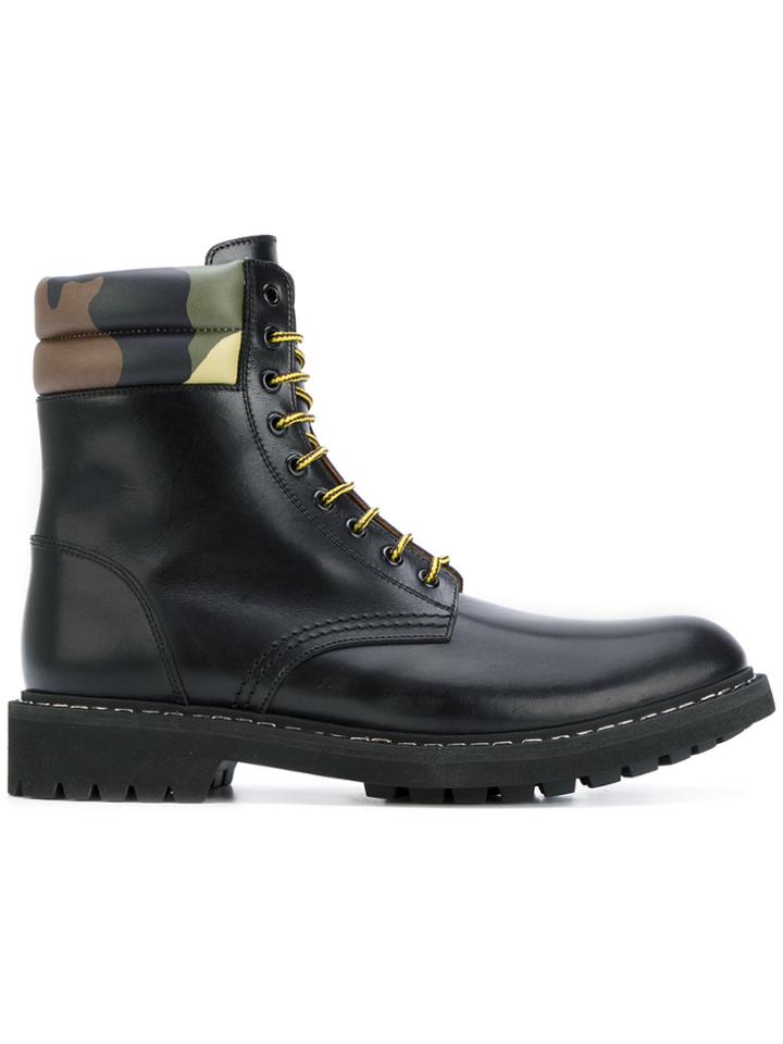 Givenchy Camouflage Detail Army Boots - Black