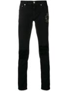 Dolce & Gabbana Crest Embroidered Skinny Jeans - Black