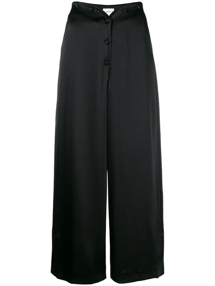Nanushka Cropped Button Trousers - Black