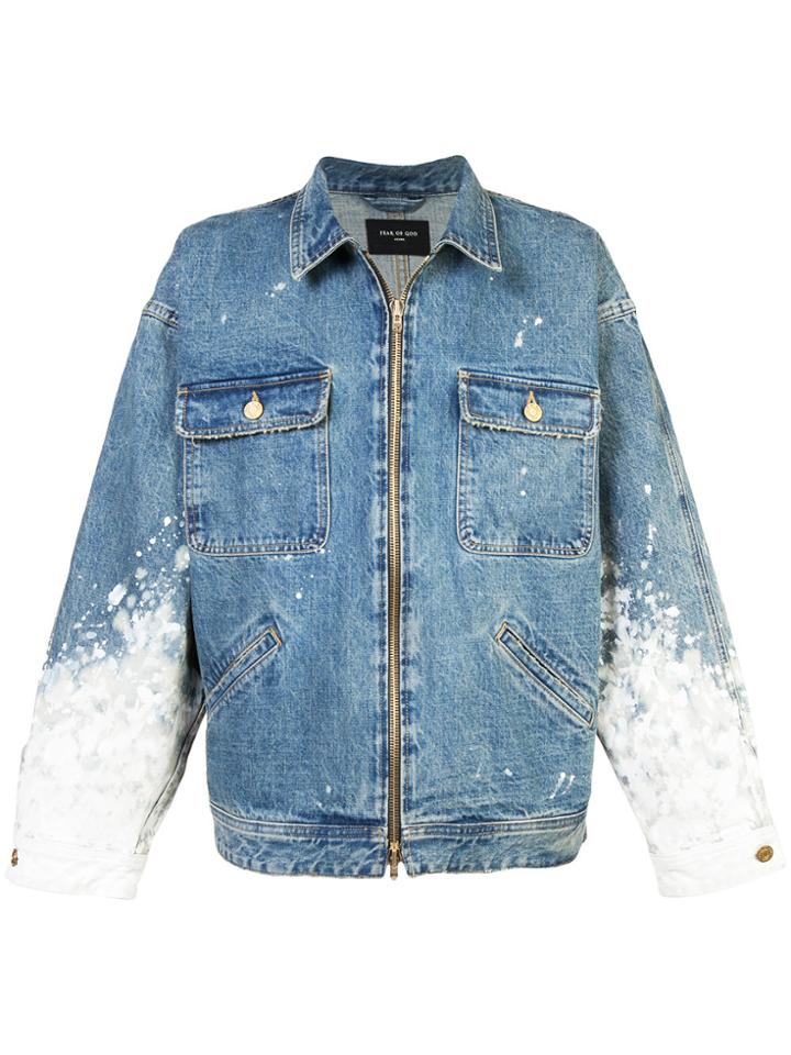Fear Of God Painted Sleeves Denim Jacket - Blue