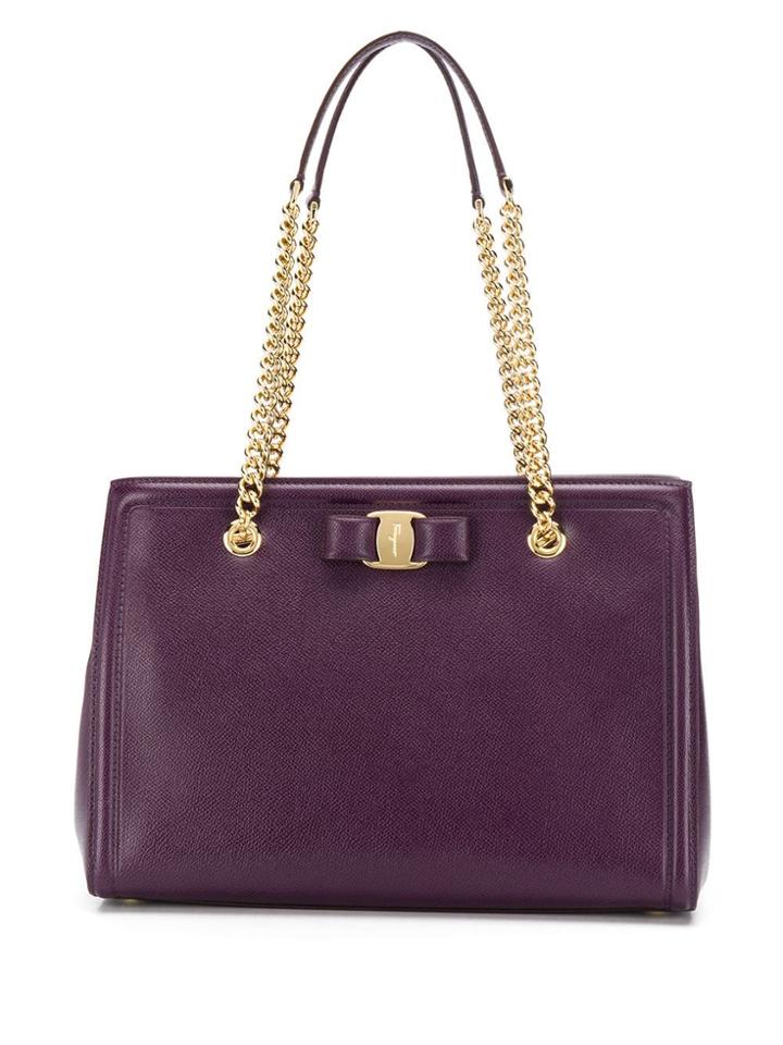 Salvatore Ferragamo Vara Bow Tote Bag - Purple