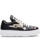 Prada Leather And Saffiano Leather Sneakers - Black