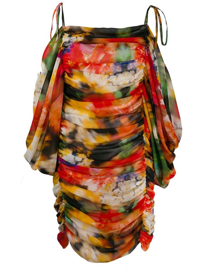 Giuseppe Di Morabito Floral Cold-shoulder Dress - Orange