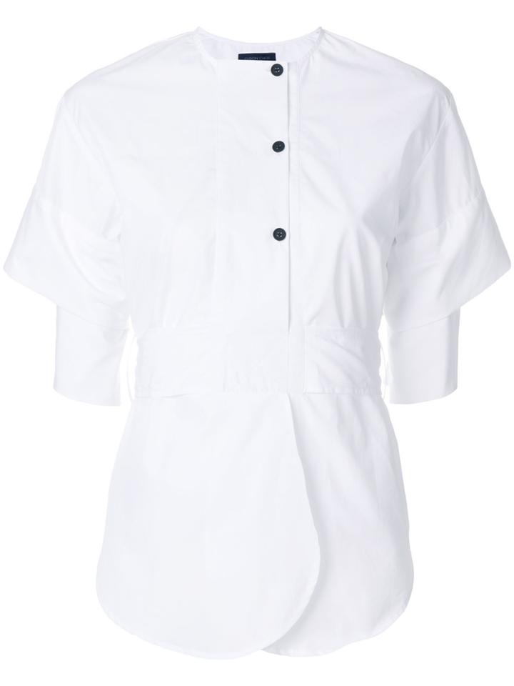Eudon Choi Contrast Button Tie Waist Shirt - White