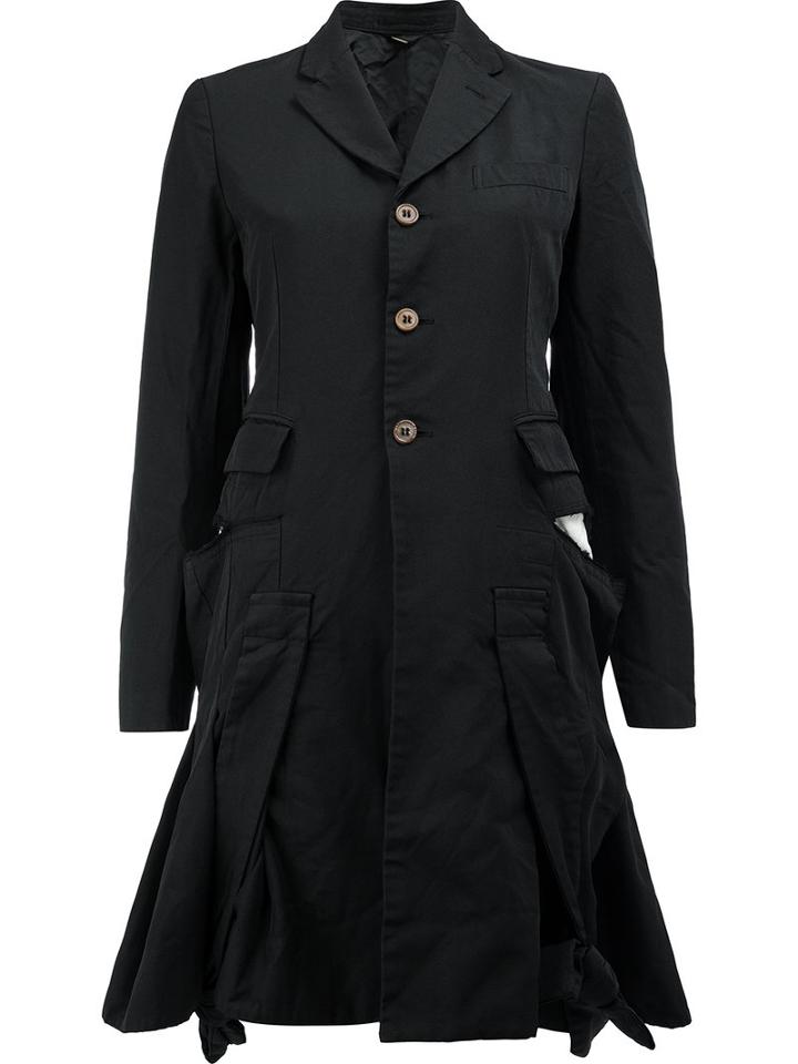 Comme Des Garçons Flared Buttoned Jacket, Women's, Size: Large, Black, Polyester