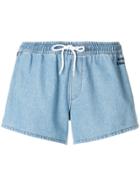 Être Cécile Denim Side Band Shorts - Blue