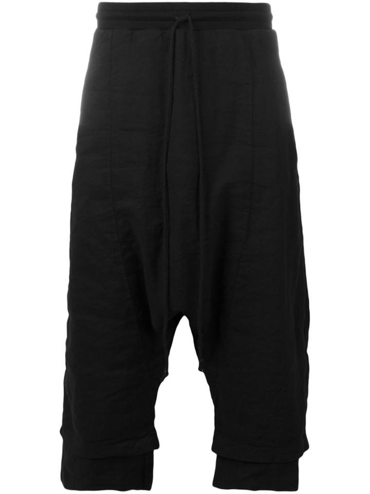 Lost & Found Rooms Cropped Drop-crotch Trousers, Men's, Size: M, Black, Linen/flax/cotton