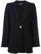 Giorgio Armani Two Button Blazer, Women's, Size: 46, Blue, Silk/spandex/elastane/virgin Wool
