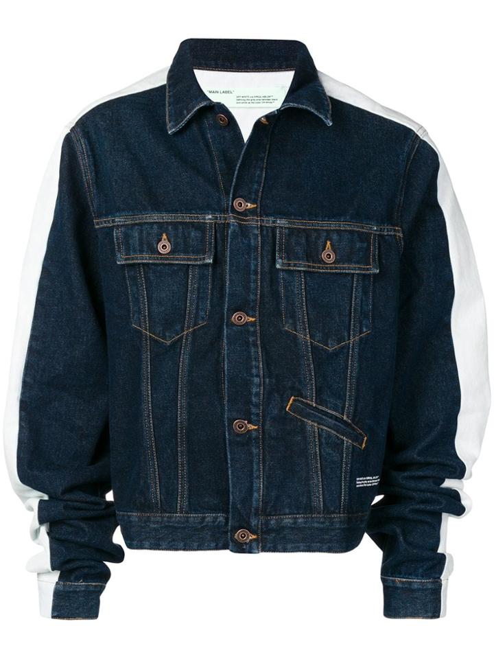 Off-white Elongated-sleeve Denim Jacket - Blue