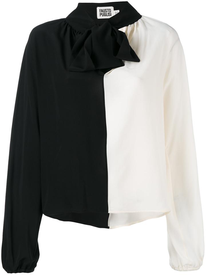 Fausto Puglisi Contrast Pussy Bow Blouse - Black