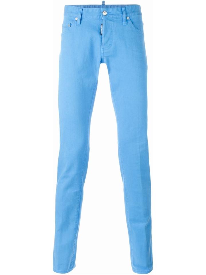 Dsquared2 Slim Jeans, Men's, Size: 52, Blue, Cotton/calf Leather/spandex/elastane