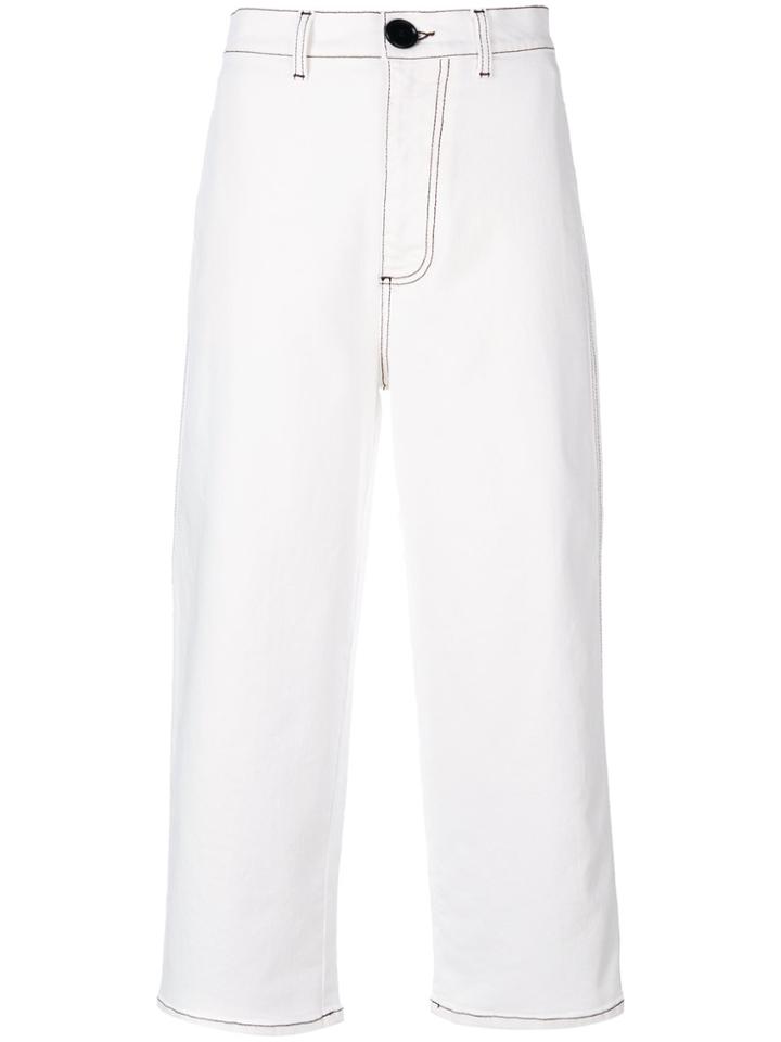 Marni High Waisted Denim Trousers - White