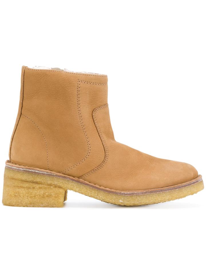 A.p.c. Shearling Lined Ankle Boots - Nude & Neutrals