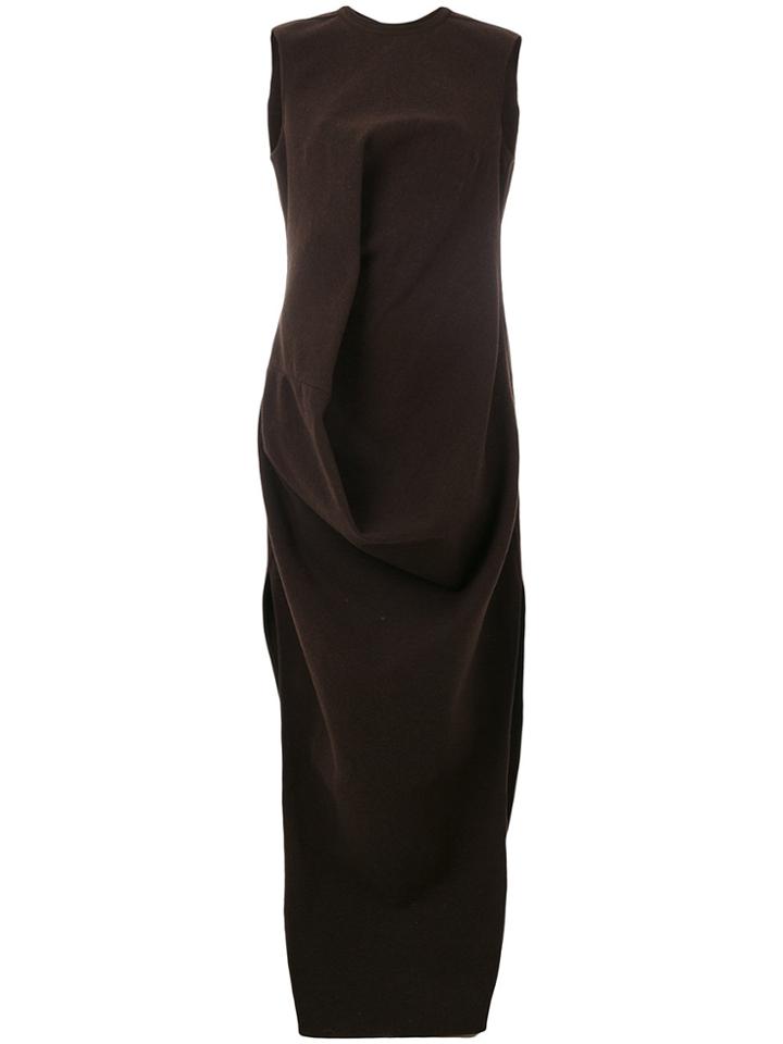 Rick Owens Sleeveless Draped Dress - Brown