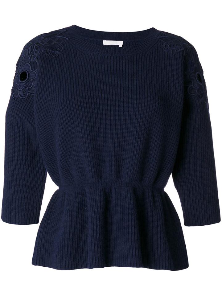 Chloé Lace Trim Sweater - Blue