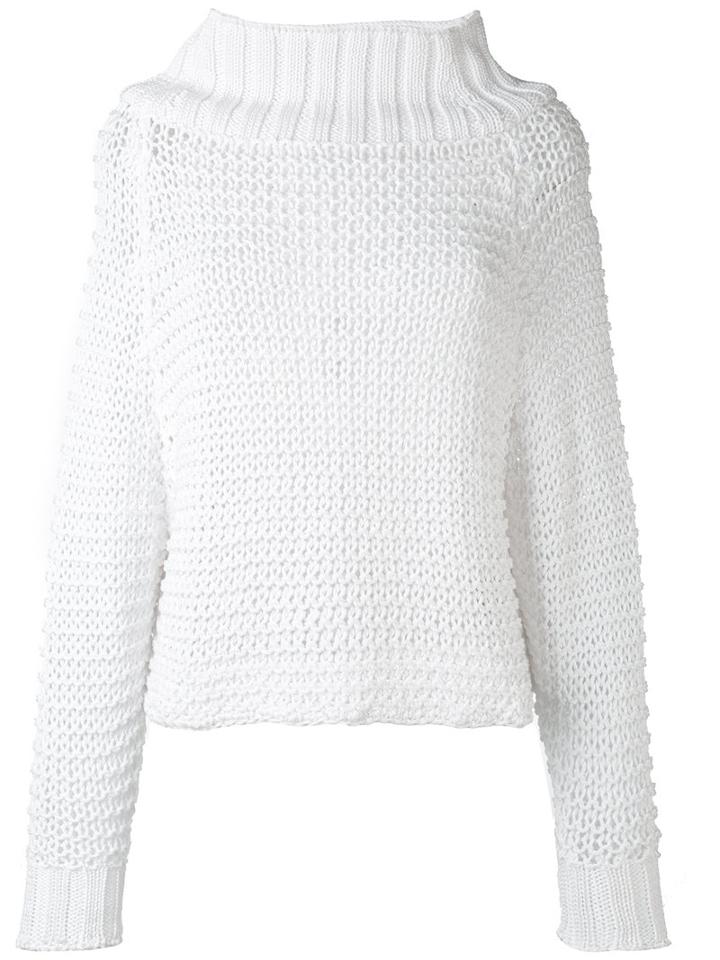 Calvin Klein Collection - Chunky Knit Jumper - Women - Cotton - Xs, White, Cotton