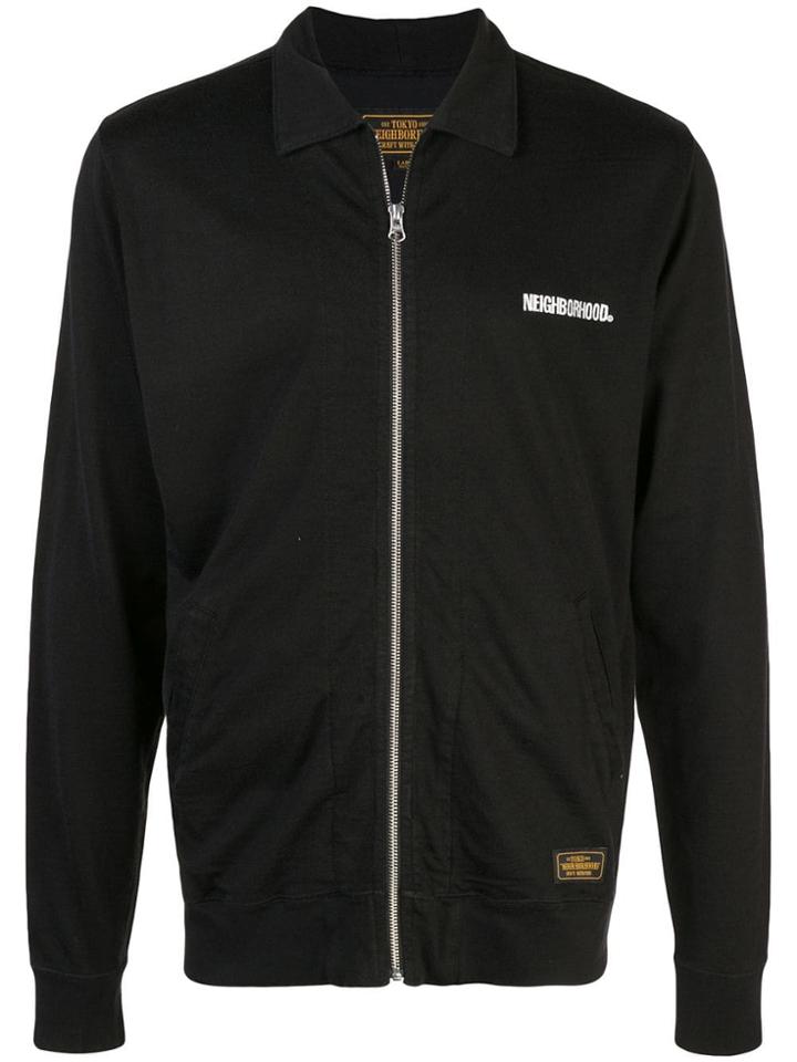Neighborhood Graphic Print Bomber Jacket - Black
