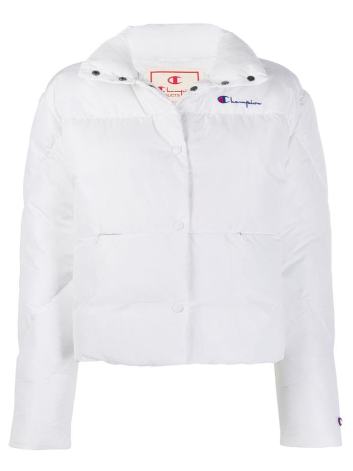 Champion Logo Embroidered Puffer Jacket - White