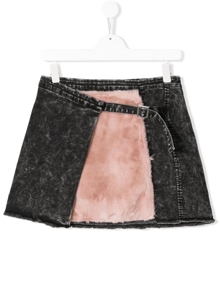 Andorine Teen Asymmetric Denim Skirt - Black