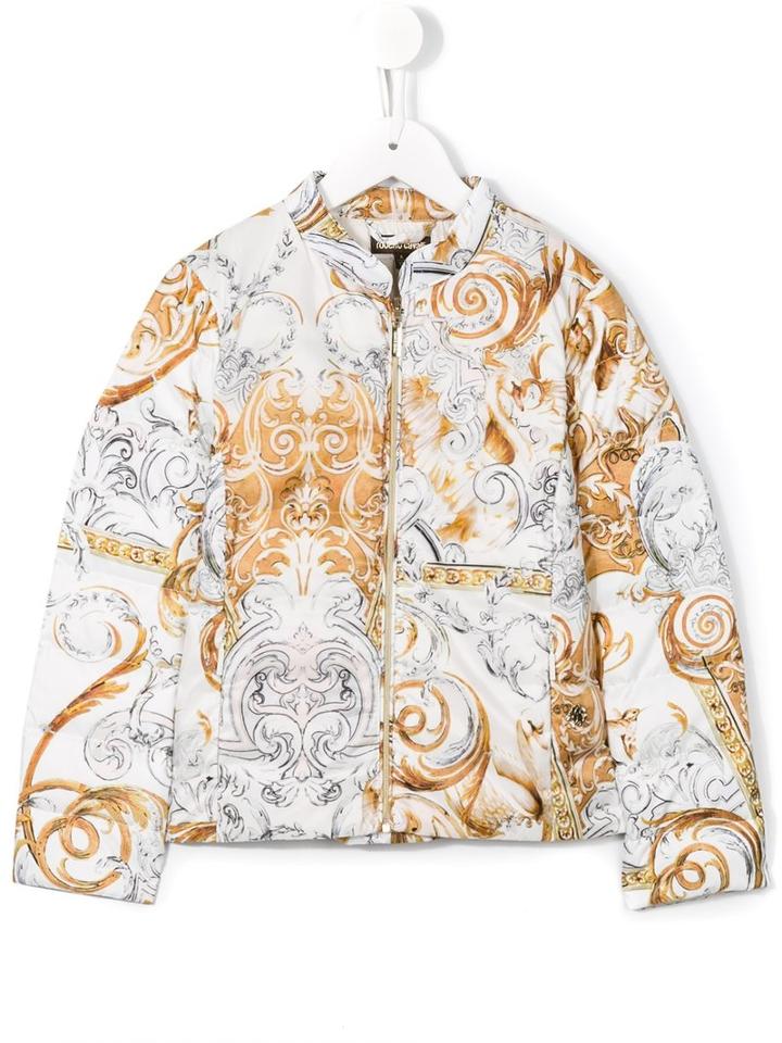 Roberto Cavalli Kids Baroque Print Padded Jacket, Girl's, Size: 6 Yrs, Brown