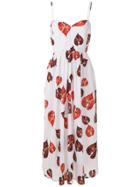 Andrea Marques Ruched Waist Printed Dress - White