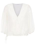 Nk Collection Lace Panels Silk Blouse - White