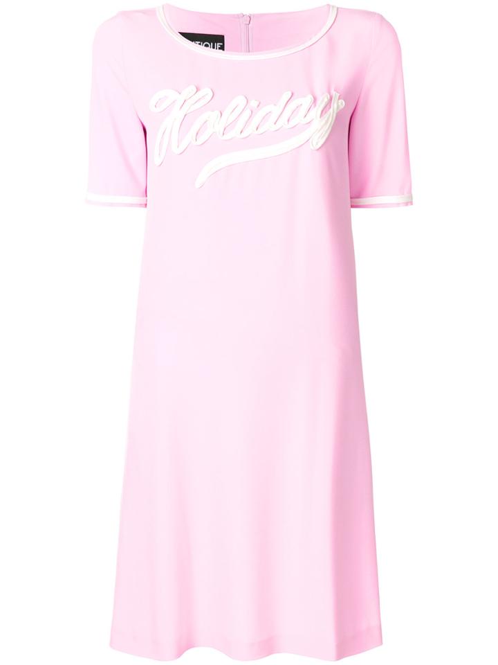 Boutique Moschino Holiday Applique T-shirt Dress - Pink & Purple