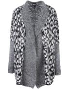 Just Cavalli Patterned Panel Cardi-coat, Women's, Size: Xs, Grey, Polyamide/mohair/wool