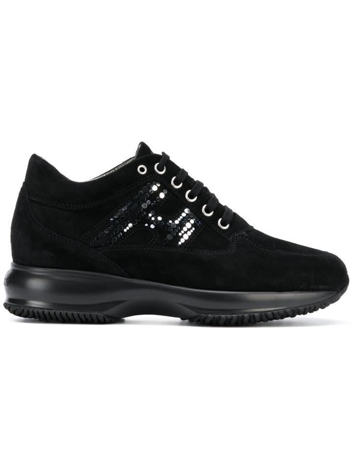 Hogan Interactive Embellished Logo Sneakers - Black