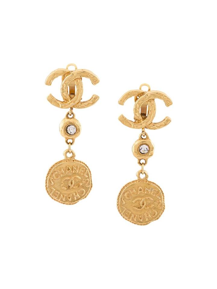 Chanel Vintage Cc Dangle Clip-on Earrings