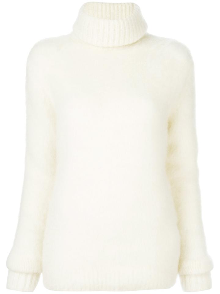 Saint Laurent Fluffy Roll Neck Jumper - White