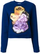 Carven Crystal Motif Sweatshirt, Women's, Size: Medium, Blue, Cotton/polyester