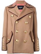 Dsquared2 'military' Double Breasted Coat, Women's, Size: 38, Nude/neutrals, Polyamide/polyester/watersnake Skin