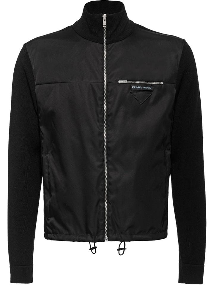 Prada Shell-panelled Cardigan - Black
