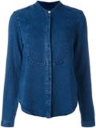 Ymc Denim Effect Collarless Shirt, Women's, Size: 10, Blue, Tencel