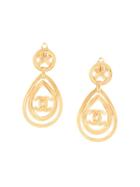 Chanel Pre-owned Teardrop Cc Cutout Earrings - Gold