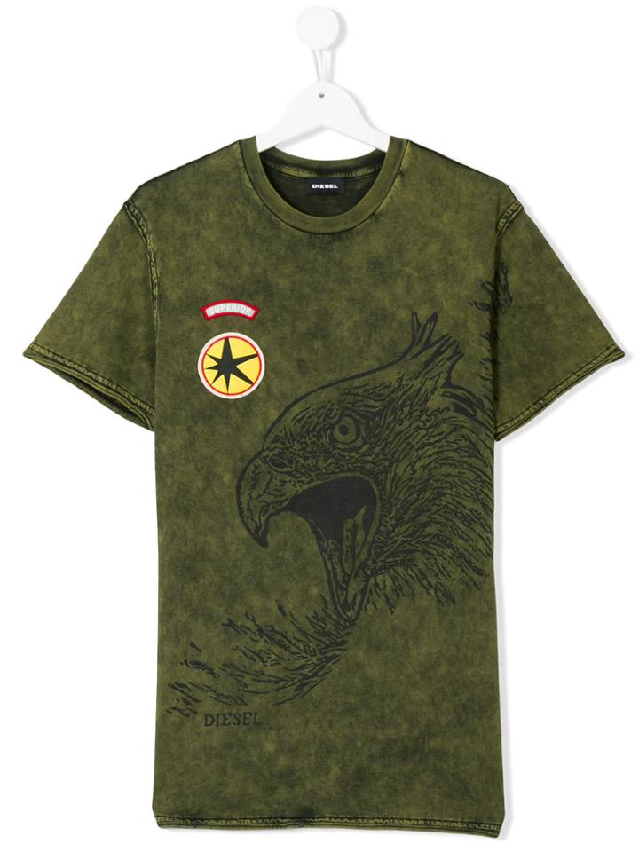 Diesel Kids Teen Stone Washed Eagle T-shirt - Green