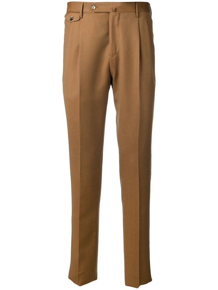 Pt01 Pleated Tailored Trousers - Brown