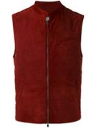 Eleventy Zipped Gilet, Men's, Size: 50, Red, Cotton/suede/spandex/elastane