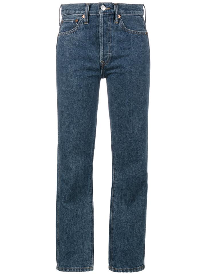 Re/done Blue Double Needle Crop Jeans