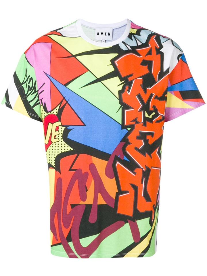 Amen Graffiti Print T-shirt - Orange