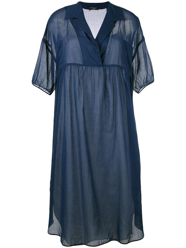 Odeeh - Lapel Shift Dress - Women - Cotton - 38, Blue, Cotton