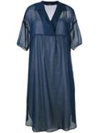 Odeeh - Lapel Shift Dress - Women - Cotton - 38, Blue, Cotton