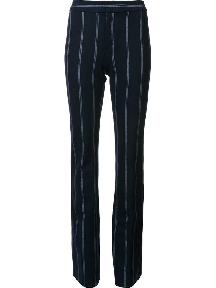 Derek Lam 10 Crosby Pinstripe Flared Trousers, Women's, Size: 8, Black, Ramie/polyester