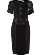 Martha Medeiros Lace Patchwork Dress, Women's, Size: 38, Black, Silk/cotton