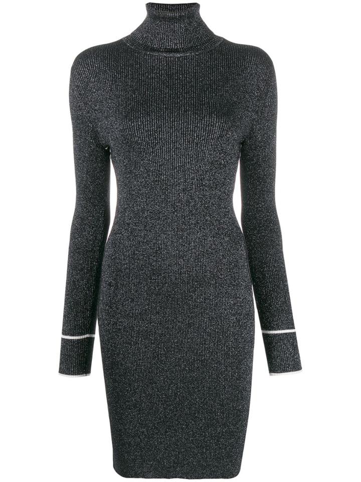 Off-white Logo Stripe Knitted Dress - Silver