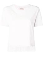 Twin-set Feather And Lace Trim T-shirt - White