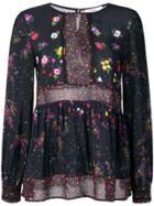 Blugirl Folies Sheer Panelled Floral Blouse - Blue